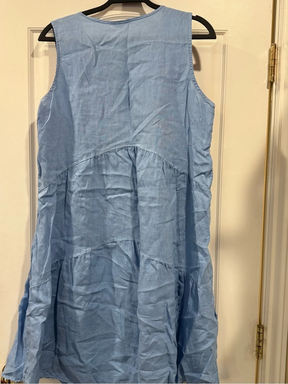 Light Blue Eyelet V-Neck Sleeveless Dress - Picture 2 of 2